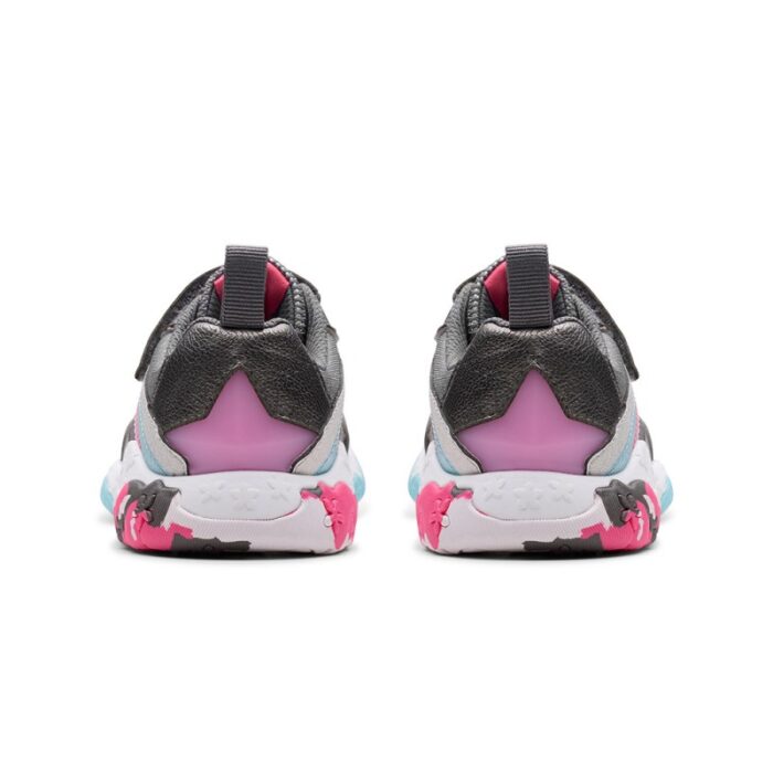 Clarks Tidal Star Kids Trainers – Gun Metal Leather – Girls Shoes - Crep Direct UK