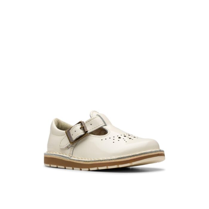 Clarks Joyful Skip Toddler Shoes – White Patent – Girls Shoes - Crep Direct UK