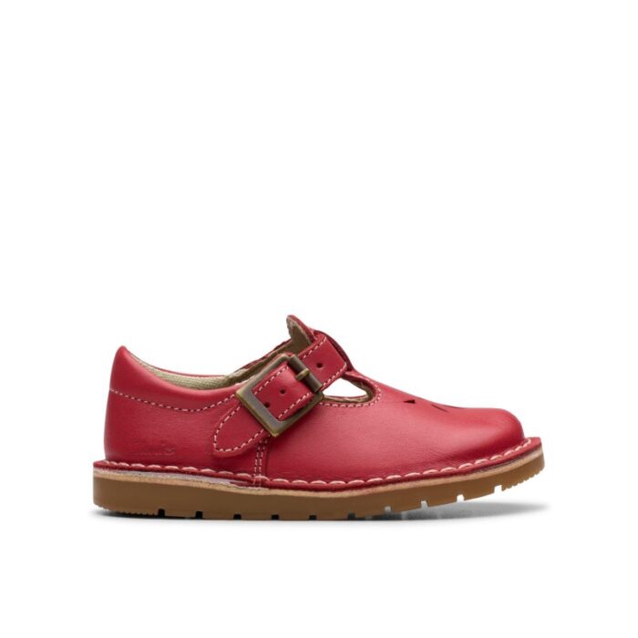 Clarks Joyful Skip Toddler Shoes – Red Leather – Girls Shoes - Crep Direct UK