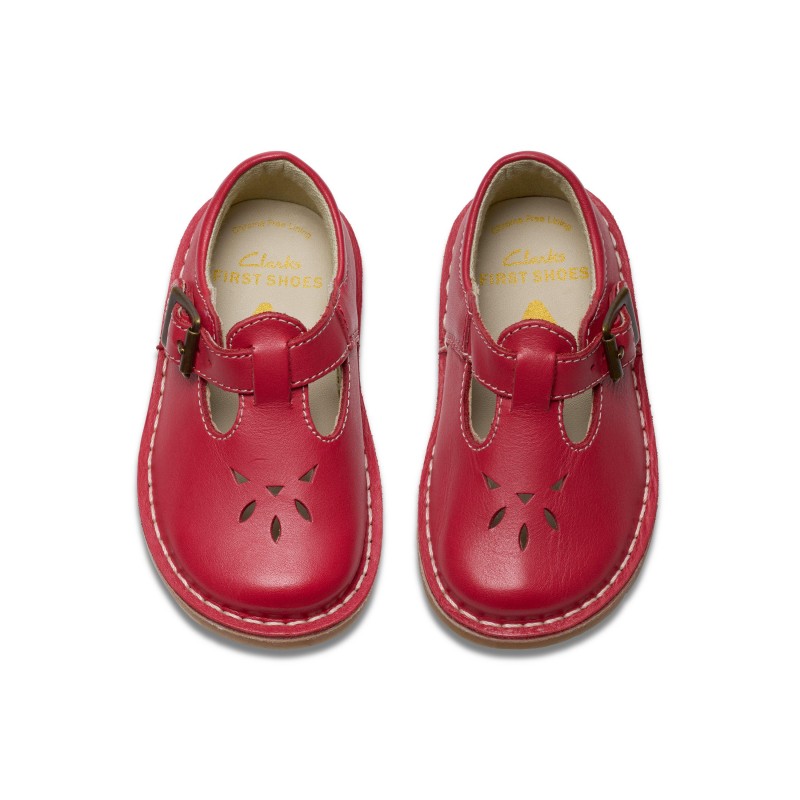 Clarks Joyful Skip Toddler Shoes – Red Leather – Girls Shoes - Crep Direct UK