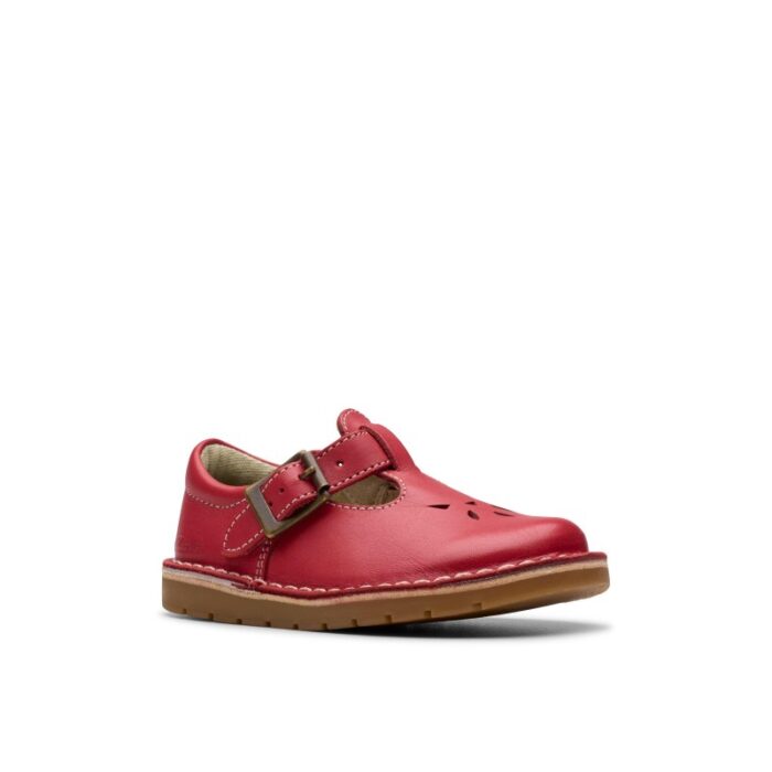 Clarks Joyful Skip Toddler Shoes – Red Leather – Girls Shoes - Crep Direct UK