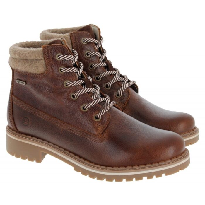 Tamaris 26244 Lace-Up Ankle Boots – Brown Leather – Womens Boots - Crep Direct UK