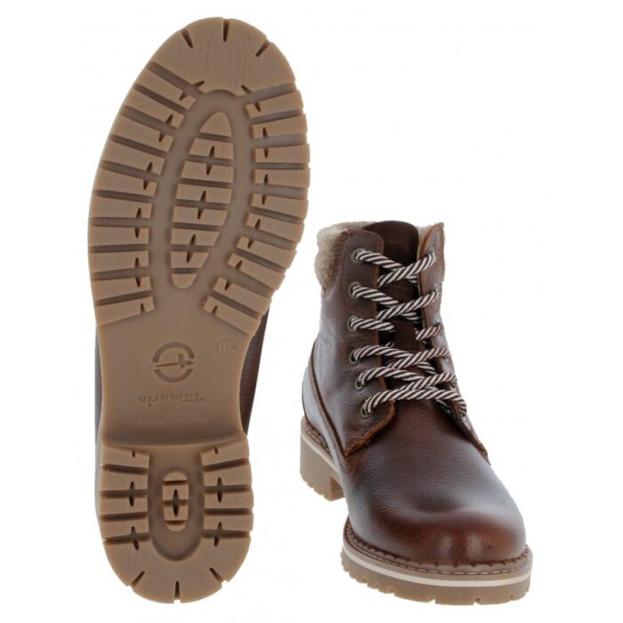 Tamaris 26244 Lace-Up Ankle Boots – Brown Leather – Womens Boots - Crep Direct UK