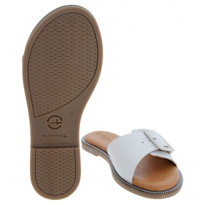 Tamaris 27105 Mules – White Leather – Womens Sandals, Sliders & Toe Posts - Crep Direct UK