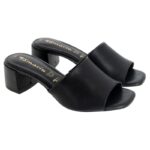 Tamaris 27204 Heeled Mules – Black Leather – Womens Sandals, Sliders & Toe Posts - Crep Direct UK