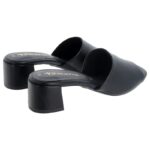 Tamaris 27204 Heeled Mules – Black Leather – Womens Sandals, Sliders & Toe Posts - Crep Direct UK