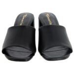 Tamaris 27204 Heeled Mules – Black Leather – Womens Sandals, Sliders & Toe Posts - Crep Direct UK