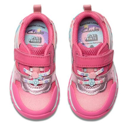 Clarks Tidal Star Toddler Trainers – Bright Pink Combi Leather – Girls Shoes - Crep Direct UK