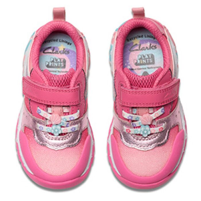 Clarks Tidal Star Toddler Trainers – Bright Pink Combi Leather – Girls Shoes - Crep Direct UK