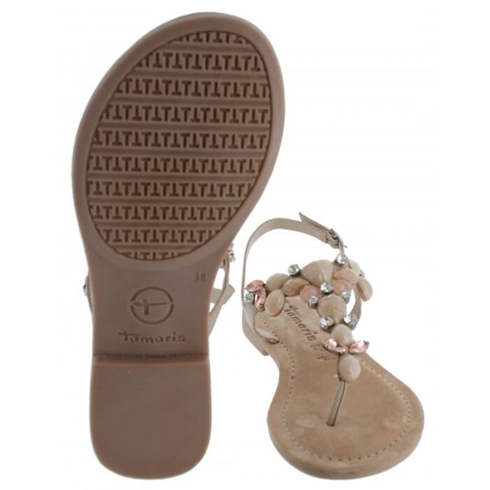 Tamaris 28163 Toe-Post – Ivory Leather – Womens Sandals, Sliders & Toe Posts - Crep Direct UK