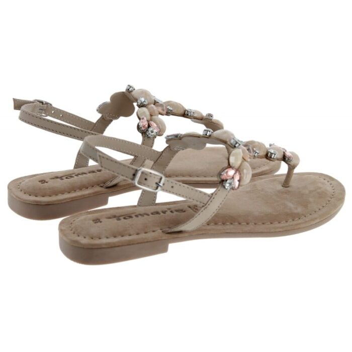 Tamaris 28163 Toe-Post – Ivory Leather – Womens Sandals, Sliders & Toe Posts - Crep Direct UK
