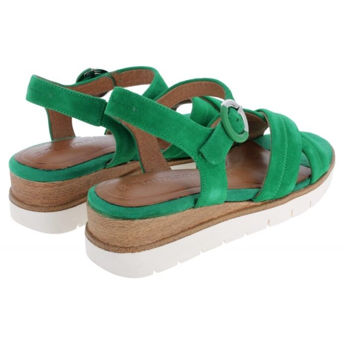 Tamaris 28202 Wedge Sandals – Green Suede – Womens Sandals, Sliders & Toe Posts - Crep Direct UK