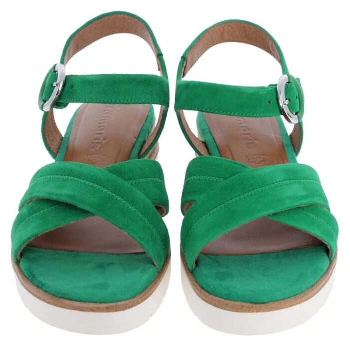 Tamaris 28202 Wedge Sandals – Green Suede – Womens Sandals, Sliders & Toe Posts - Crep Direct UK