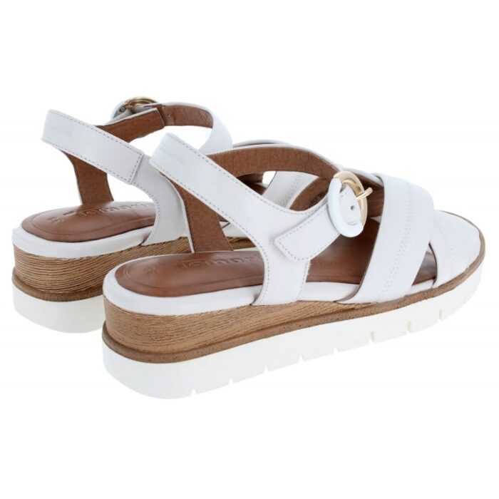 Tamaris 28202 Wedge Sandals – White Leather – Womens Sandals, Sliders & Toe Posts - Crep Direct UK