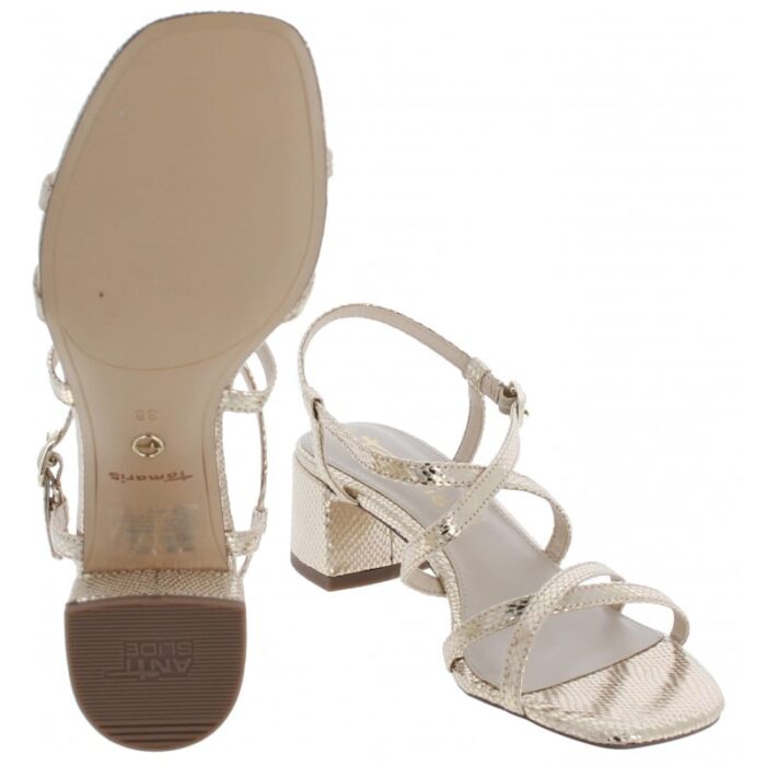 Tamaris 28204 Heeled Sandals – Light Gold – Womens Sandals, Sliders & Toe Posts - Crep Direct UK