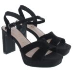Tamaris Luzie 28309 Heeled Sandals – Black Suede – Womens Sandals, Sliders & Toe Posts - Crep Direct UK