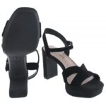 Tamaris Luzie 28309 Heeled Sandals – Black Suede – Womens Sandals, Sliders & Toe Posts - Crep Direct UK