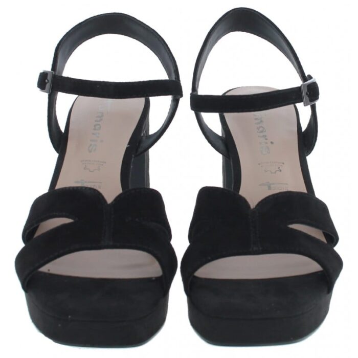 Tamaris Luzie 28309 Heeled Sandals – Black Suede – Womens Sandals, Sliders & Toe Posts - Crep Direct UK