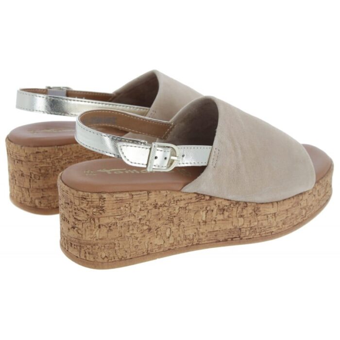 Tamaris 28393 Wedge Sandals – Beige Suede – Womens Sandals, Sliders & Toe Posts - Crep Direct UK