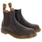 Dr. Martens 2976 Yellow Stitch Chelsea Boots – Dark Brown Leather – Mens Boots - Crep Direct UK
