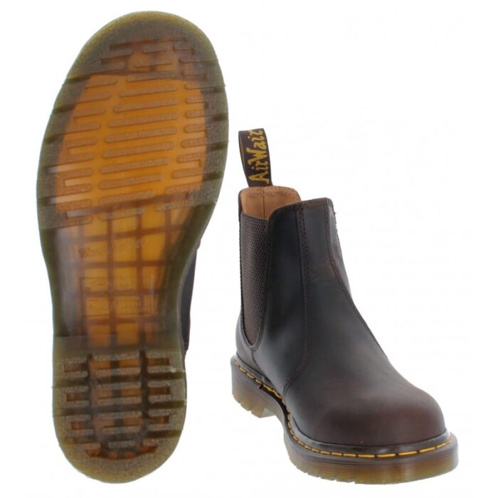 Dr. Martens 2976 Yellow Stitch Chelsea Boots – Dark Brown Leather – Mens Boots - Crep Direct UK