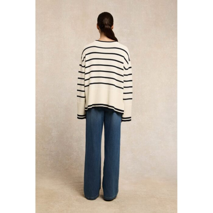 Holland Cooper Antonia Crew Neck Knit – Natural Stripe – Ladies Clothing - Crep Direct UK