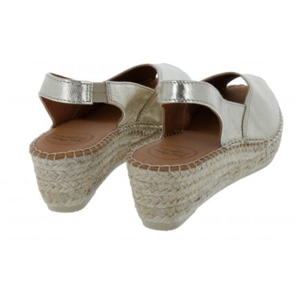 Toni Pons Bernia-P Peep Toe Espadrilles – Platinum Leather – Womens Espadrilles - Crep Direct UK