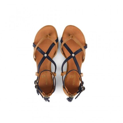 Fairfax and Favor Fairfax & Favor Brancaster Sandals – Tan / Navy – Womens Sandals, Sliders & Toe Posts - Crep Direct UK