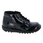 Kickers Kick Hi Zip Junior 115826 Boots – Black Patent – Girls School Shoes - Crep Direct UK