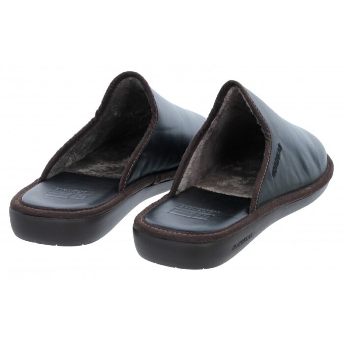 Nordikas Norwood III 131 Mule Slippers – Black Leather – Mens Slippers - Crep Direct UK