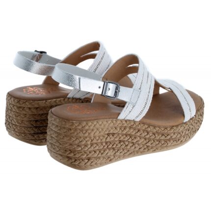 Porronet 3036 Wedge Sandals – Plata Blanco Leather – Womens Sandals, Sliders & Toe Posts - Crep Direct UK