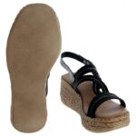 Porronet 3036 Wedge Sandals – Plomo Black Leather – Womens Sandals, Sliders & Toe Posts - Crep Direct UK
