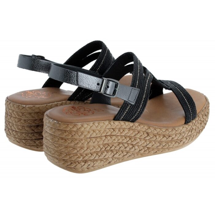 Porronet 3036 Wedge Sandals – Plomo Black Leather – Womens Sandals, Sliders & Toe Posts - Crep Direct UK