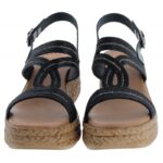 Porronet 3036 Wedge Sandals – Plomo Black Leather – Womens Sandals, Sliders & Toe Posts - Crep Direct UK