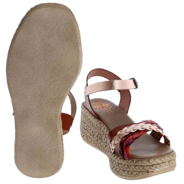 Porronet 3040 Wedge Sandals – Cuero Rose Leather – Womens Sandals, Sliders & Toe Posts - Crep Direct UK