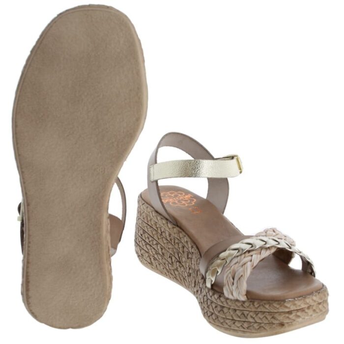 Porronet 3040 Wedge Sandals – Platino Leather – Womens Sandals, Sliders & Toe Posts - Crep Direct UK