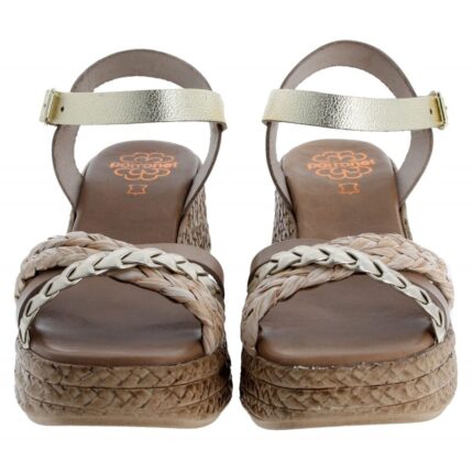Porronet 3040 Wedge Sandals – Platino Leather – Womens Sandals, Sliders & Toe Posts - Crep Direct UK