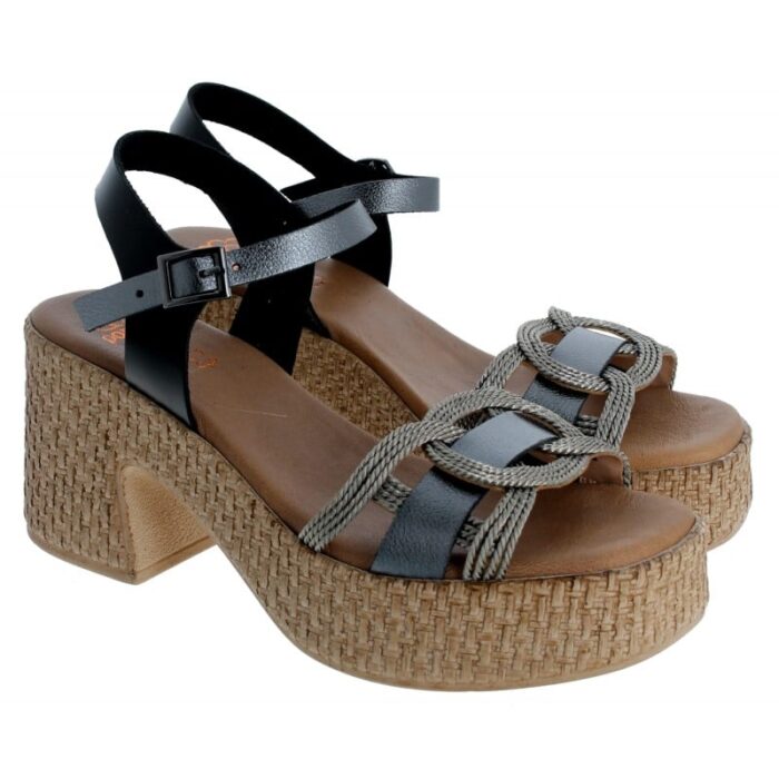 Porronet 3061 Heeled Sandals – Black Plomo Leather – Womens Sandals, Sliders & Toe Posts - Crep Direct UK