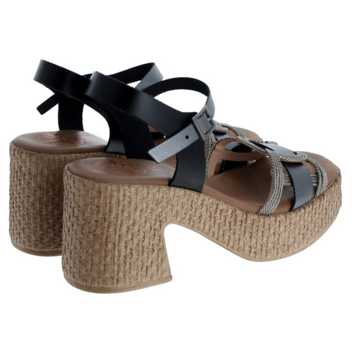 Porronet 3061 Heeled Sandals – Black Plomo Leather – Womens Sandals, Sliders & Toe Posts - Crep Direct UK