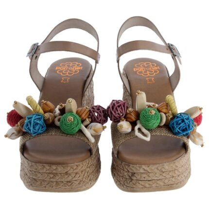 Porronet 3066 High Wedge Sandals – Taupe Leather – Womens Sandals, Sliders & Toe Posts - Crep Direct UK