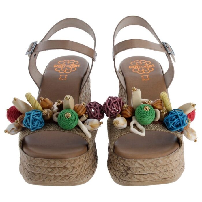 Porronet 3066 High Wedge Sandals – Taupe Leather – Womens Sandals, Sliders & Toe Posts - Crep Direct UK