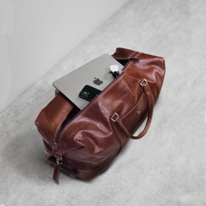 Jekyll & Hide Jekyll & Hide Oxford Cabin Wheeled Holdall 55cm – Tobacco Leather – Mens Wallets, Bags and Accessories - Crep Direct UK