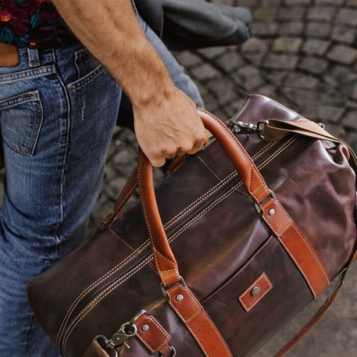 Jekyll & Hide Jekyll & Hide Soho Leather Large Cabin Holdall 50cm – Two Tone Leather – Mens Wallets, Bags and Accessories - Crep Direct UK