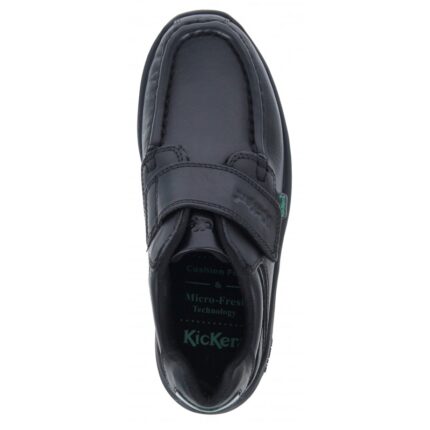 Kickers Reasan Strap Junior School Shoes – Black Leather – Boys School Shoes - Crep Direct UK