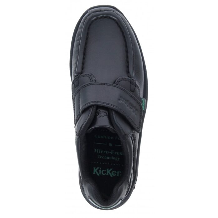 Kickers Reasan Strap Junior School Shoes – Black Leather – Boys School Shoes - Crep Direct UK