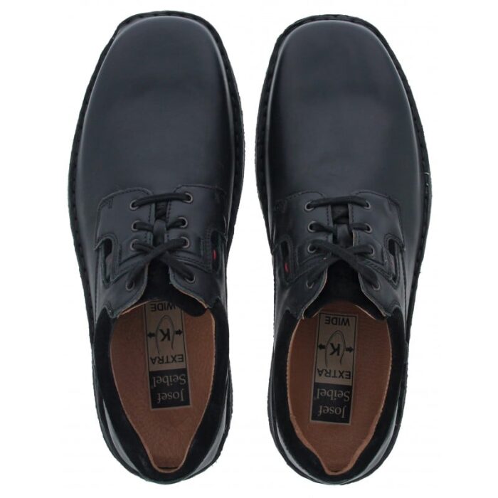 Josef Seibel Anvers 36 Lace-Up Shoes – Black Leather – Mens Shoes - Crep Direct UK