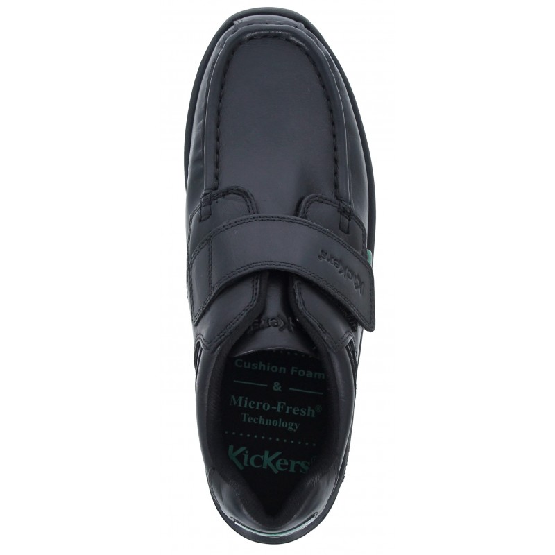Kickers Reasan Strap Youth School Shoes – Black Leather – Boys School Shoes - Crep Direct UK