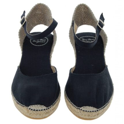 Toni Pons Caldes Wedge Espadrilles – Black Linen – Womens Espadrilles - Crep Direct UK
