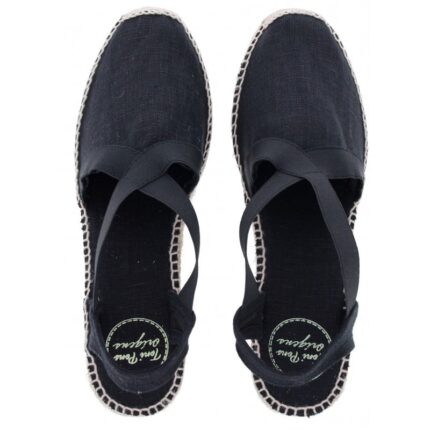 Toni Pons Ter Wedge Espadrilles – Black Cotton – Womens Espadrilles - Crep Direct UK