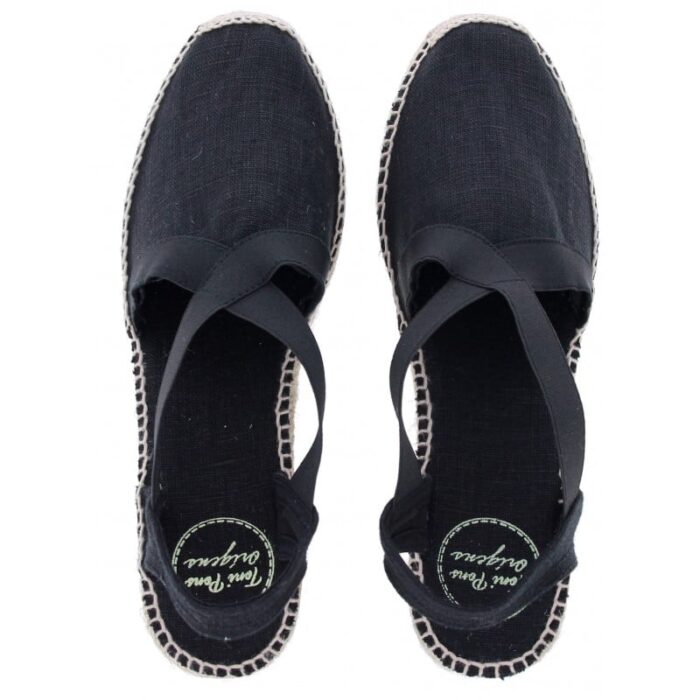 Toni Pons Ter Wedge Espadrilles – Black Cotton – Womens Espadrilles - Crep Direct UK